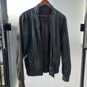 Men’s Zara Dark Green Faux Leather Jacket.